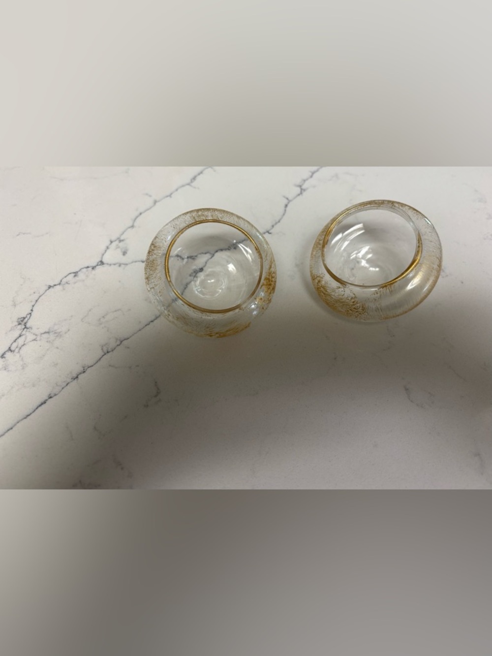 SET OF 2 GOLD FLECK CANDLE TEA LIGHT HOLDERS